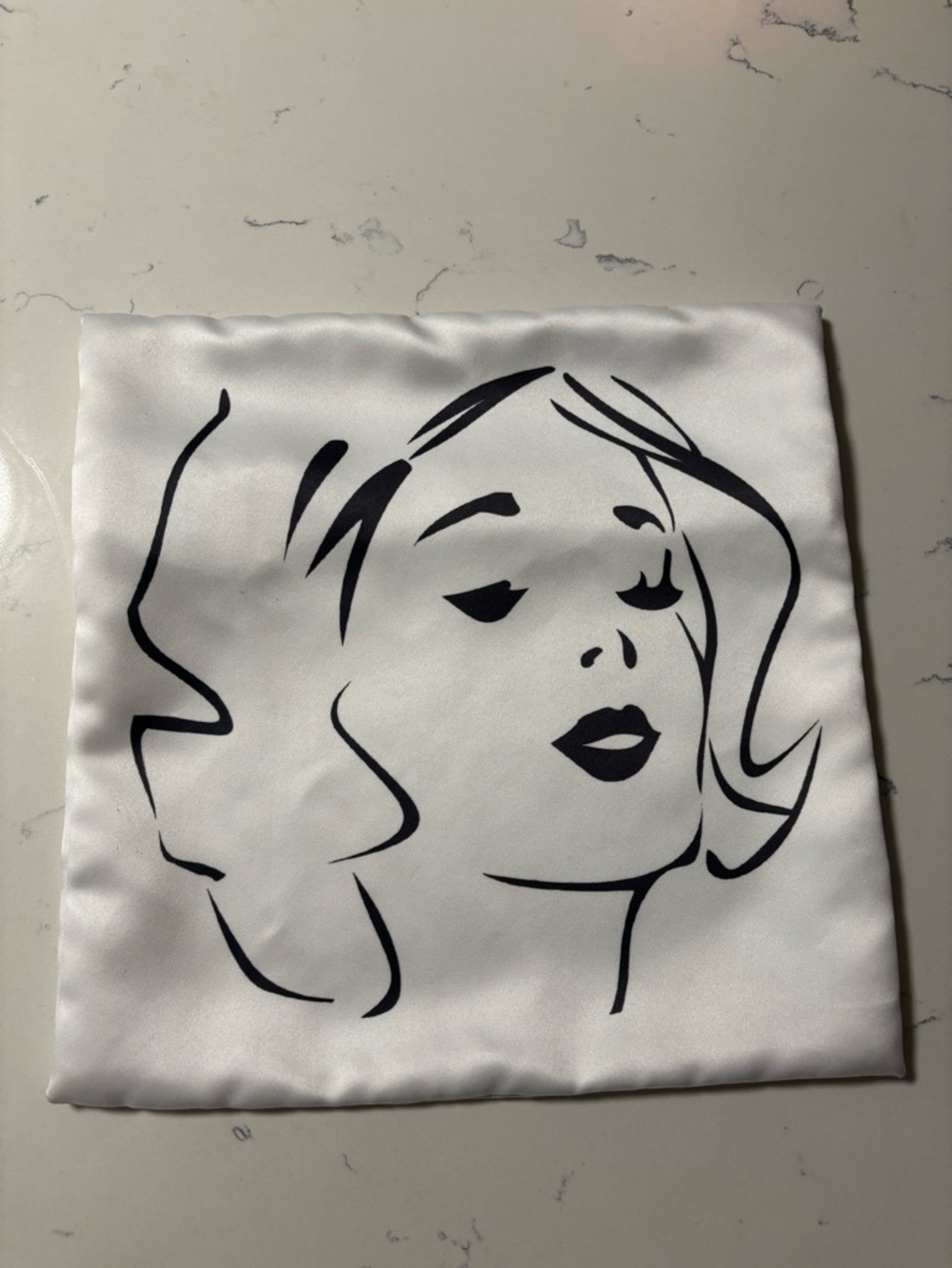 Pier 1 Outline Lady Face Shiny Pillowcase 14in x 14in